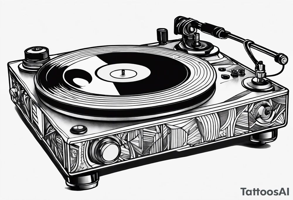 Recordplayer finline art minimalistic tattoo idea