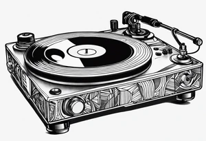Recordplayer finline art minimalistic tattoo idea