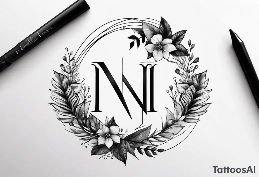 Write the word N A I N in a creative way with nature tattoo idea Write the word N A I N in a creative way with nature tattoo idea