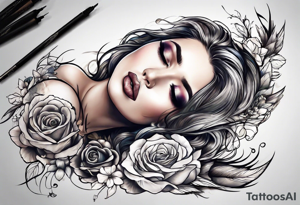 Woman waking from the dead as a new beautiful woman tattoo idea