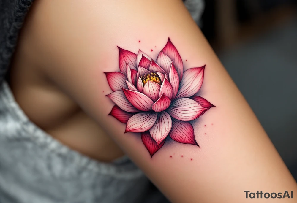 Crimson and white lotus flower, representing purity rising from suffering. tattoo idea