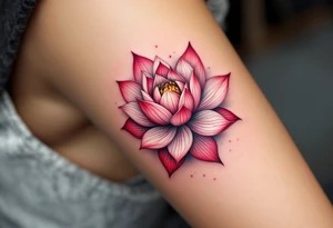 Crimson and white lotus flower, representing purity rising from suffering. tattoo idea