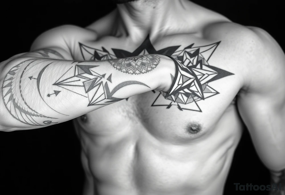 Geometry with love symbol tattoo idea