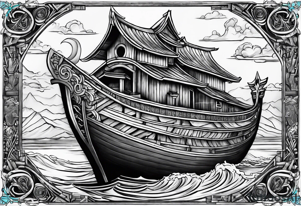 Noah’s ark with the names leticia and Tiffany tattoo idea