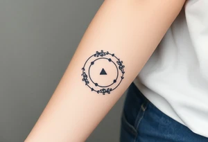 Rewind circle with play pause and stop in the circle tattoo idea