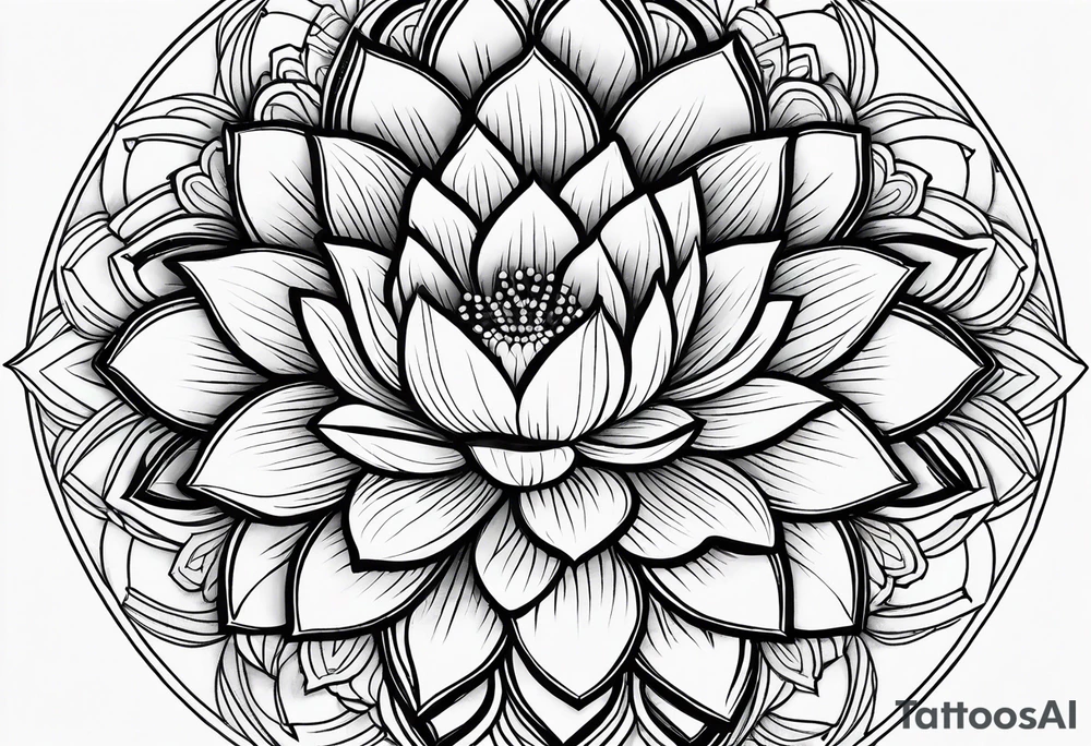 Lotus flower mandala with fine lines tattoo idea