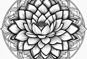 Lotus flower mandala with fine lines tattoo idea