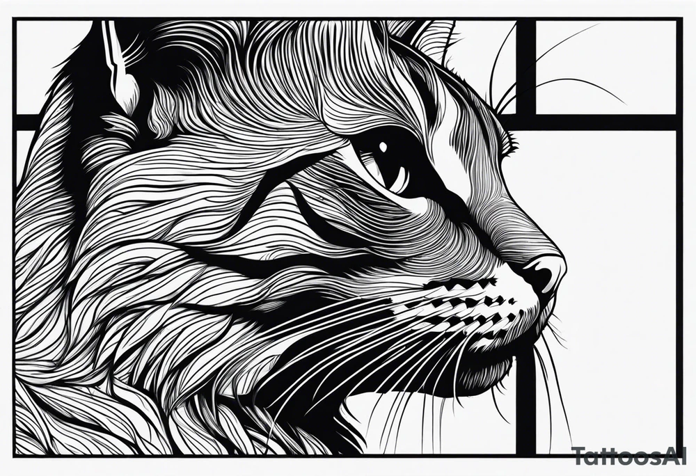 cat looking outside window tattoo idea
