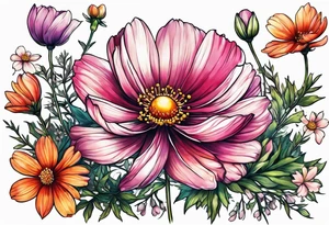 Cosmos flowers tattoo idea