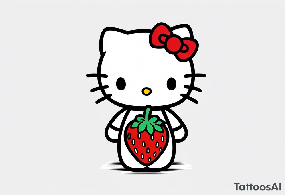 hello kitty dressed as a strawberry tattoo idea