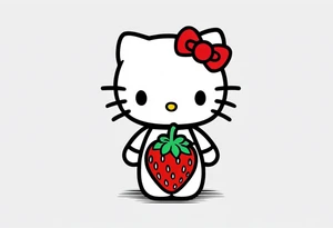 hello kitty dressed as a strawberry tattoo idea