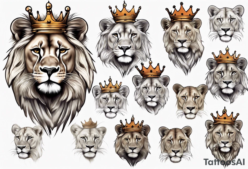 lioness with a crown tattoo idea