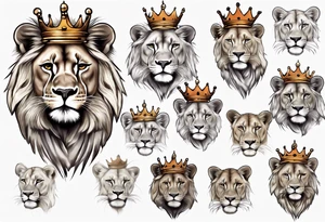 lioness with a crown tattoo idea