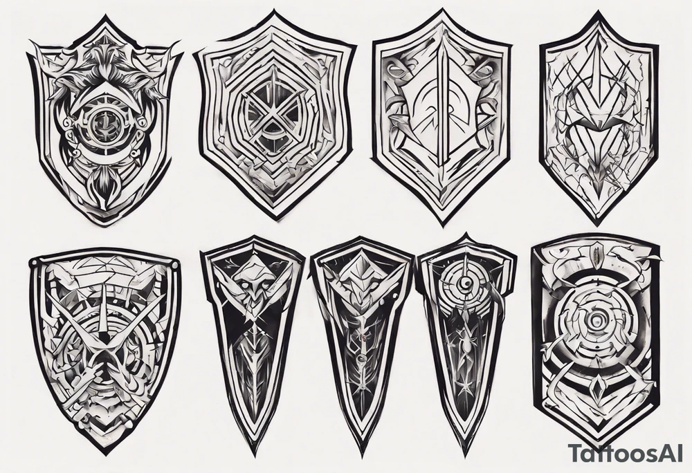 Shield symmetrical tattoo idea