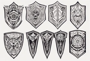 Shield symmetrical tattoo idea