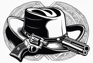 Cowboy hat with a .45 revolver and a rifle tattoo idea