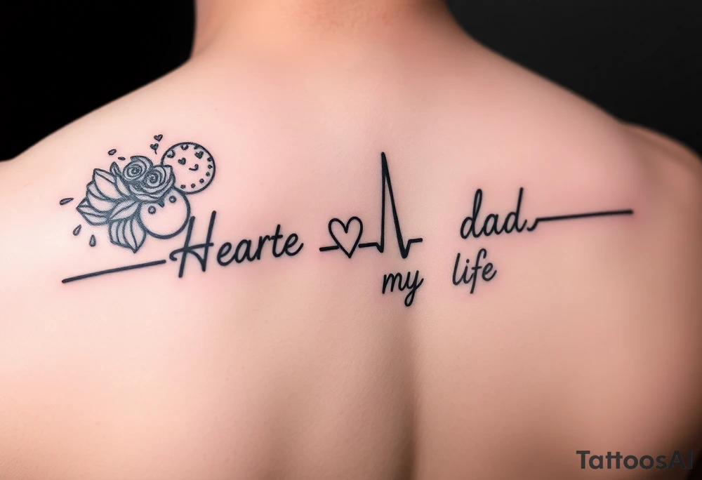 Memorial tattoo for dad that says heartbeat of my life tattoo idea