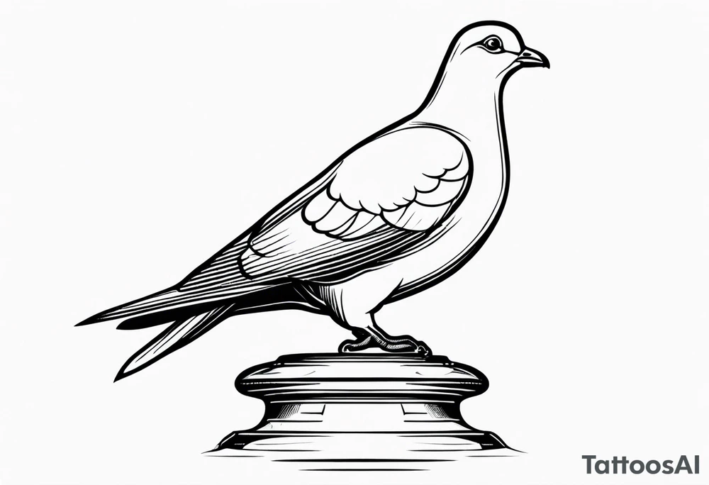 black line pigeon 
on a statue tattoo idea