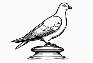 black line pigeon 
on a statue tattoo idea