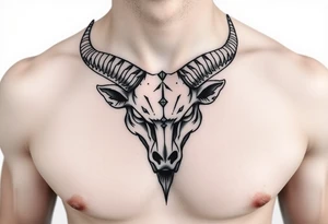 Tattoo with horns just barley touching collarbone tattoo idea