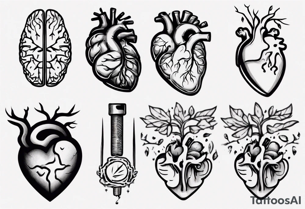 Left half human brain and right half human heart tattoo idea Left half human brain and right half human heart tattoo idea