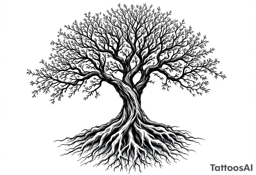 Tree of life big roots tattoo idea