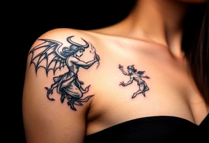 beautiful woman angel vs a powerful devil tattoo idea