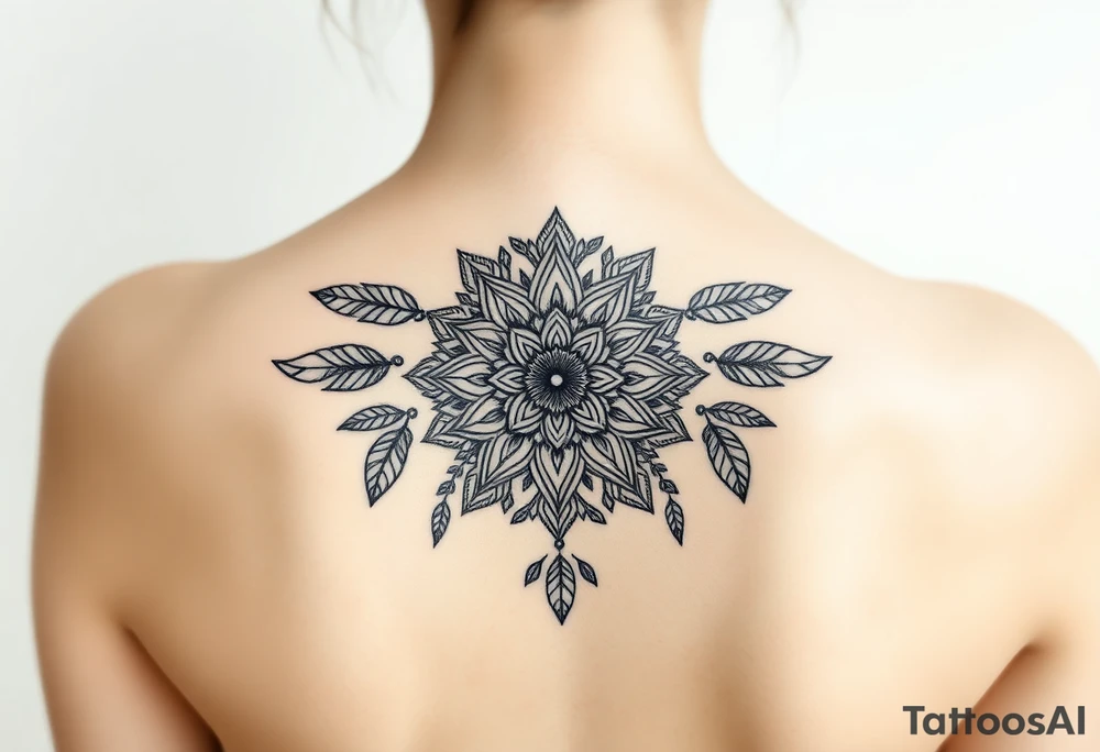 spiritual feathers ornamental mandala shaman tattoo idea
