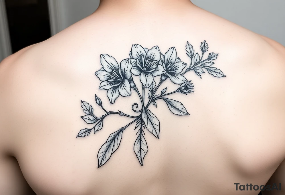 narcissus flowers and holly flowers tattoo idea