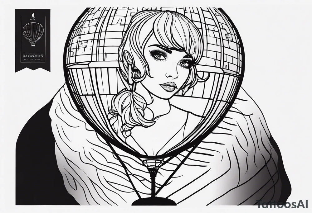 Sally holding a ballon with jack skellignton's face tattoo idea