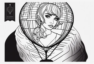 Sally holding a ballon with jack skellignton's face tattoo idea