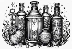 Abstract logo with leash and potions tattoo idea