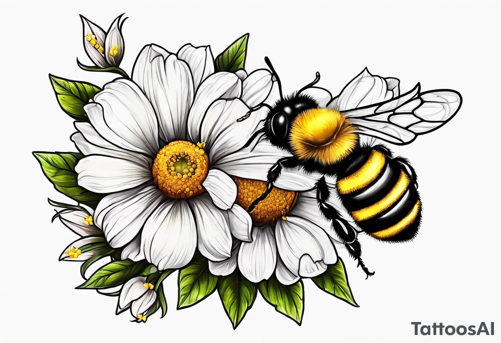 Little Bee and flowers tattoo idea