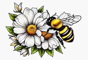 Little Bee and flowers tattoo idea