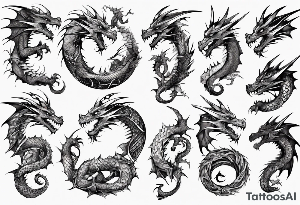 Dragon wrapping around arm with spikes tattoo idea