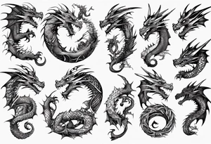 Dragon wrapping around arm with spikes tattoo idea
