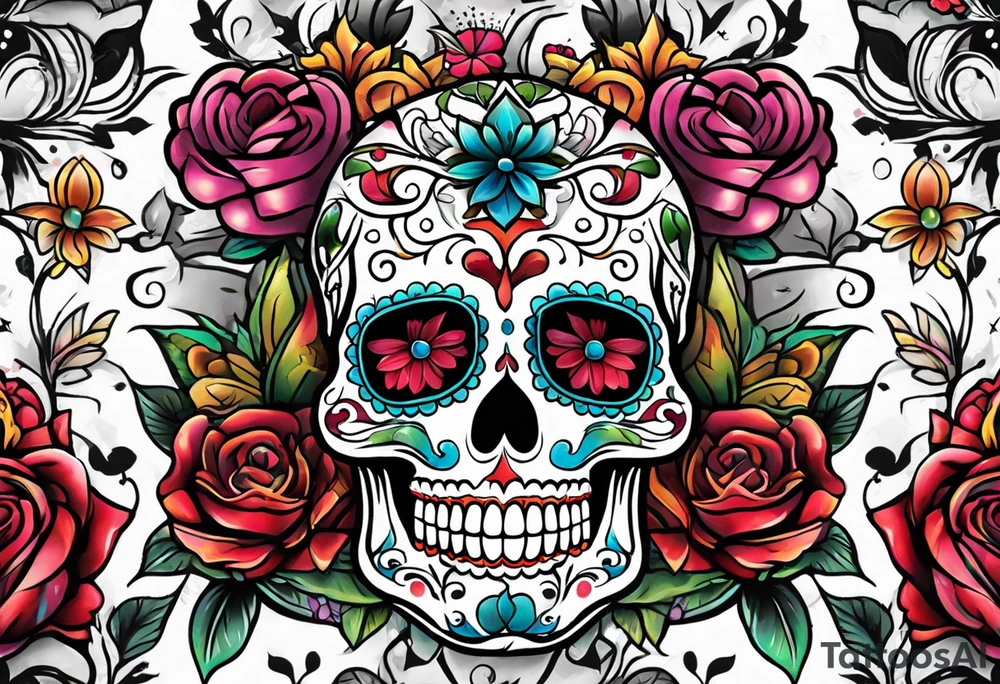 Sugar skull tattoo idea