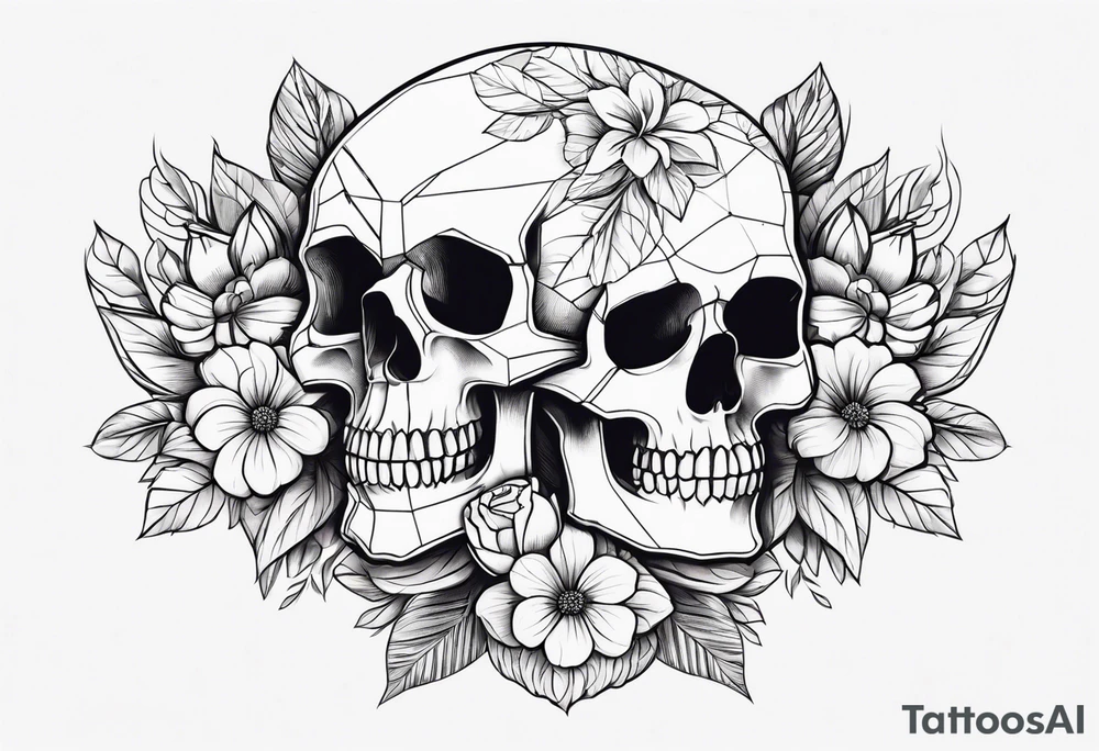 Flowers and skull tattoo idea