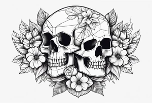Flowers and skull tattoo idea