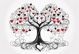 Family tree in hearts tattoo idea