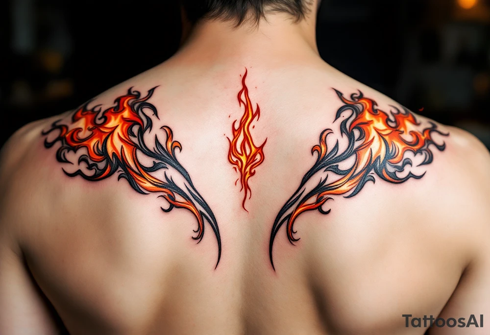 Matching red and orange flame tattoos tattoo idea