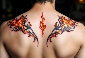 Matching red and orange flame tattoos tattoo idea