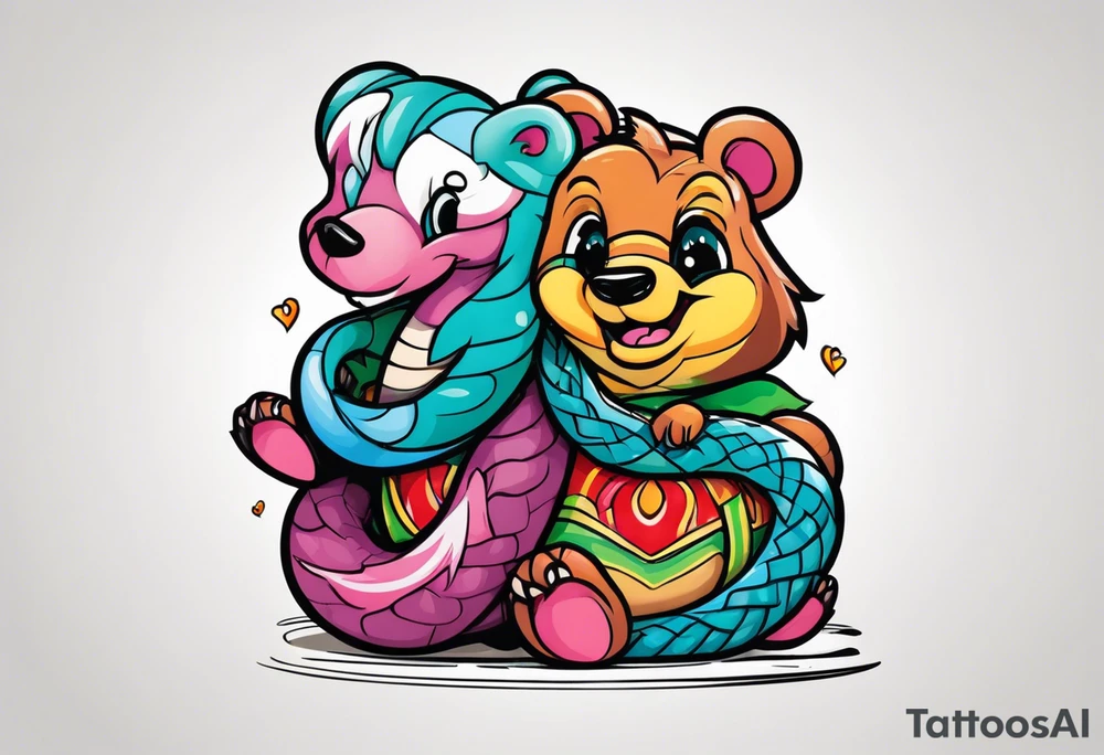 Snake wrapped around bear tattoo idea
