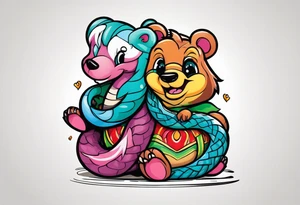 Snake wrapped around bear tattoo idea