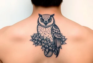Barn Owl with Succulents tattoo idea