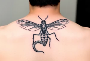 Cicada skeleton with snake tattoo idea