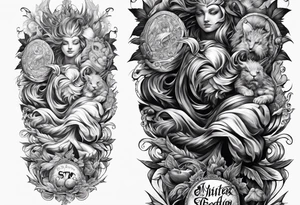 Biblical depiction of the seven deadly sins sleeve tattoo idea