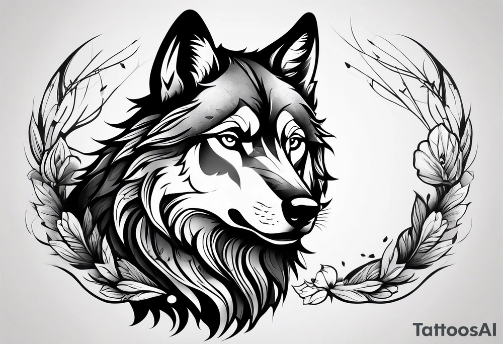 strength, small, nuanced, wolf, elegant tattoo idea
