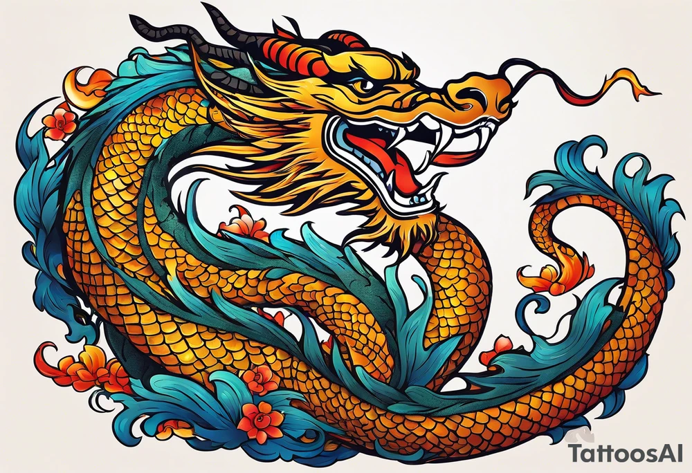 I want to the 12 Chinese zodiac animals in such a way that they give out the shape of the dragon.
It would start with a dragon and end with a snake. tattoo idea