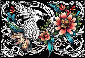 Phoenix flower tattoo idea